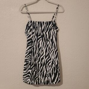Zebra Print Spaghetti Strap Mini Dress Size Xs
